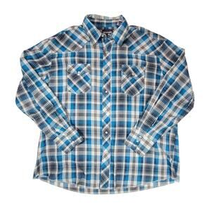 Wrangler Western plaid pearl button snap shirt sz XXL